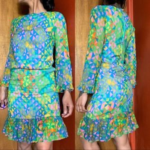 VTG 60s Lise-Lotte multi color geometric dress XS/Small